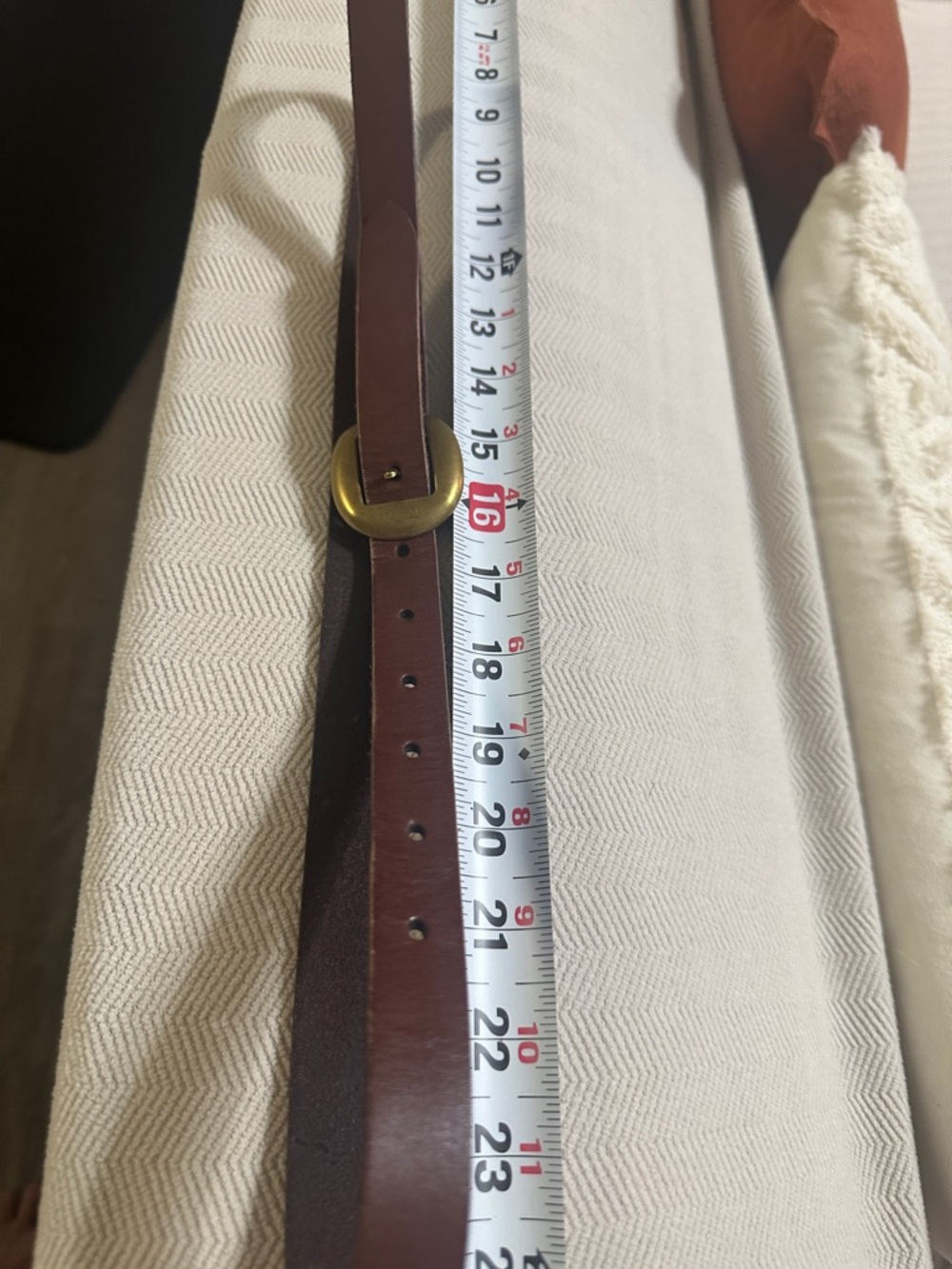 Frye Brown Leather Belt with Brass Buckle